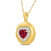 Thumbnail Image 2 of Heart-Shaped Lab-Created Ruby & White Lab-Created Sapphire Frame Necklace 24K Yellow Gold Vermeil Sterling Silver 18"