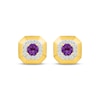 Thumbnail Image 2 of Amethyst & White Lab-Created Sapphire Frame Stud Earrings 24K Yellow Gold Vermeil Sterling Silver