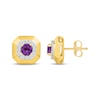 Thumbnail Image 3 of Amethyst & White Lab-Created Sapphire Frame Stud Earrings 24K Yellow Gold Vermeil Sterling Silver