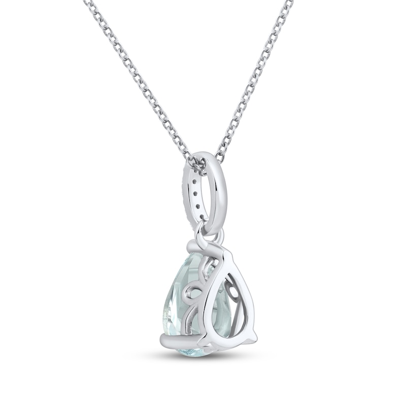 Main Image 3 of Pear-Shaped Aquamarine & Diamond Accent Necklace 10K White Gold 18"