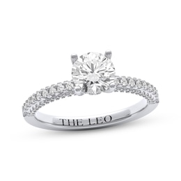 THE LEO Diamond Round-Cut Hidden Halo Engagement Ring 1-3/8 ct tw 14K White Gold
