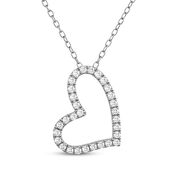 KAY Lab-Grown Diamonds Tilted Open Heart Necklace 1/4 ct tw 10K White Gold