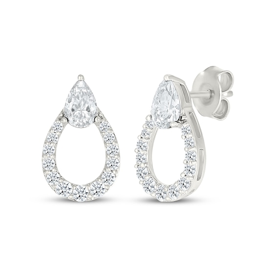 KAY Lab-Grown Diamonds Pear-Shaped Teardrop Outline Earrings 1-1/6 ct tw Sterling Silver