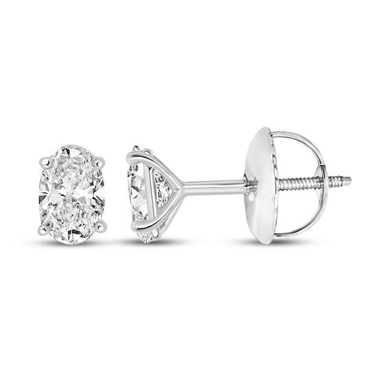 KAY Lab-Grown Diamonds Certified Oval-Cut Solitaire Stud Earrings 1 ct tw 14K White Gold (F/VVS2)