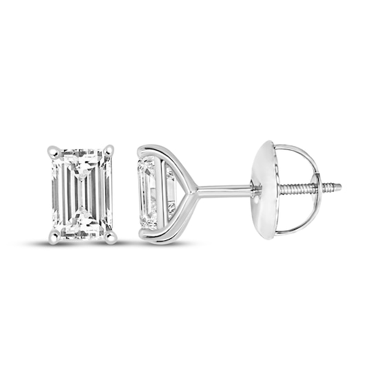 KAY Lab-Grown Diamonds Certified Emerald-Cut Solitaire Stud Earrings 1 ct tw 14K White Gold (F/VVS2)