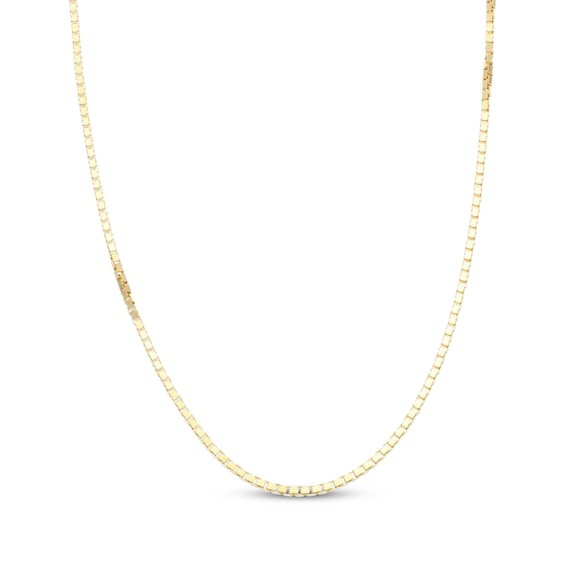 1.2mm Diamond-Cut Square Box Chain Necklace Solid 10K Yellow Gold 18"