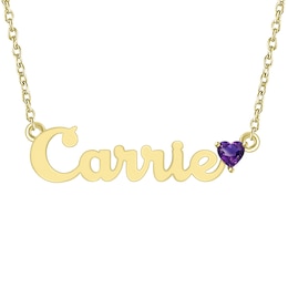Heart-Shaped Birthstone Name Necklace 18&quot;