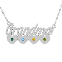 Color Stone 'Grandma' Hearts Necklace