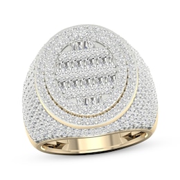 Men's Baguette & Round-Cut Diamond Ring 3 ct tw 10K Yellow Gold