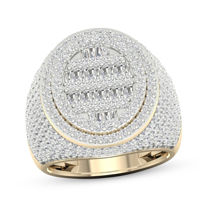 Main Image 1 of Men's Baguette & Round-Cut Diamond Ring 3 ct tw 10K Yellow Gold