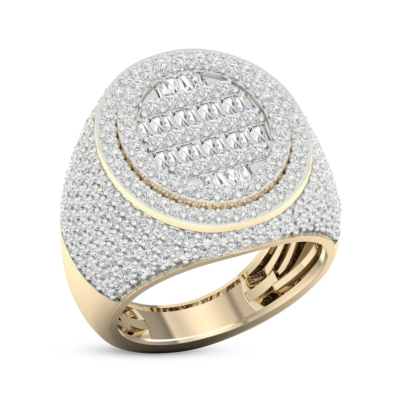 Main Image 2 of Men's Baguette & Round-Cut Diamond Ring 3 ct tw 10K Yellow Gold