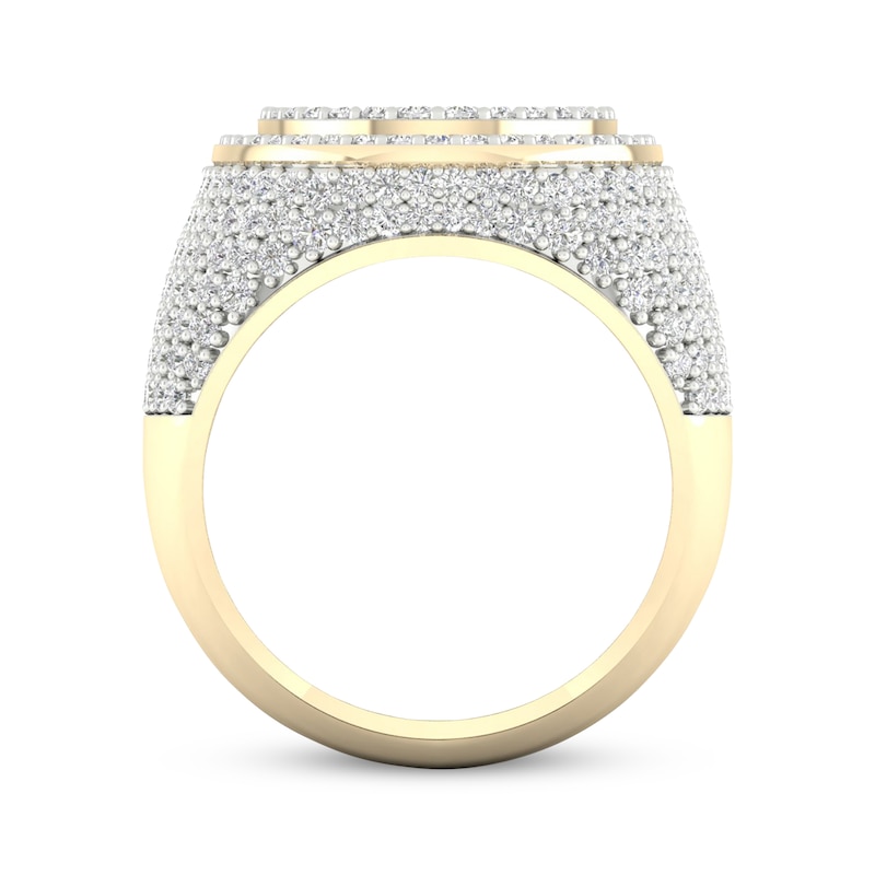 Main Image 4 of Men's Baguette & Round-Cut Diamond Ring 3 ct tw 10K Yellow Gold