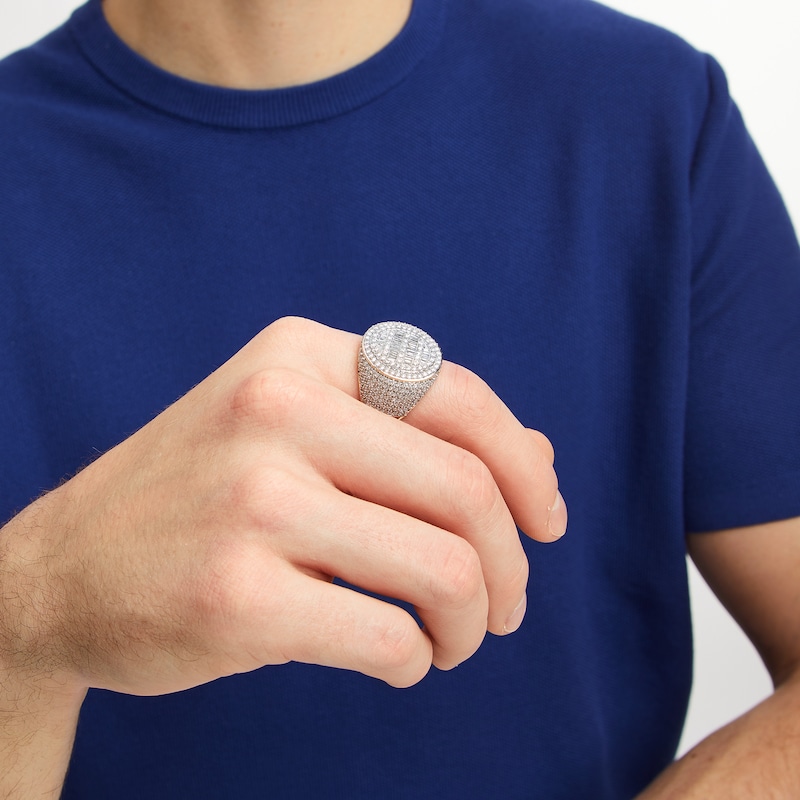 Main Image 5 of Men's Baguette & Round-Cut Diamond Ring 3 ct tw 10K Yellow Gold