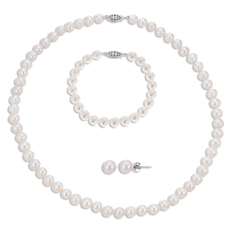 Cultured Pearl Set Sterling Silver