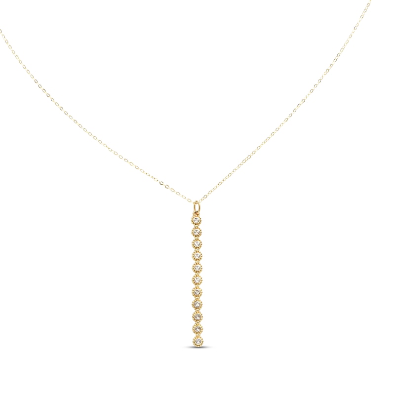 Diamond-Cut Sunburst Vertical Bar Necklace 14K Yellow Gold 18