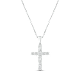 Diamond Cross Necklace 1/15 ct tw Sterling Silver 18”