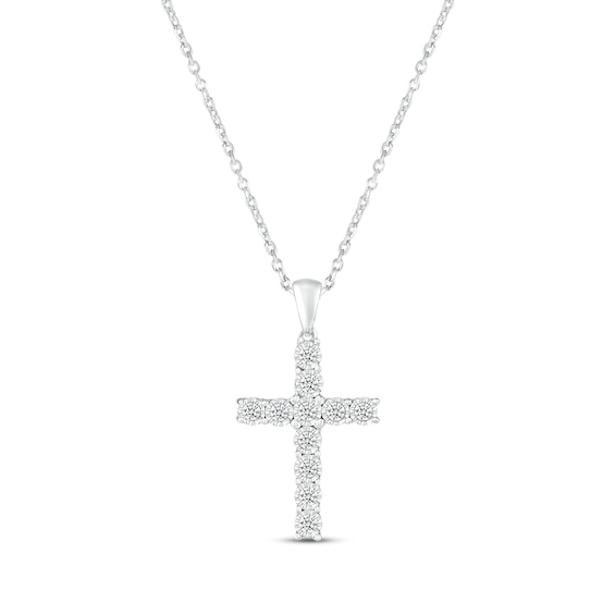 Diamond Cross Necklace 1/15 ct tw Sterling Silver 18”
