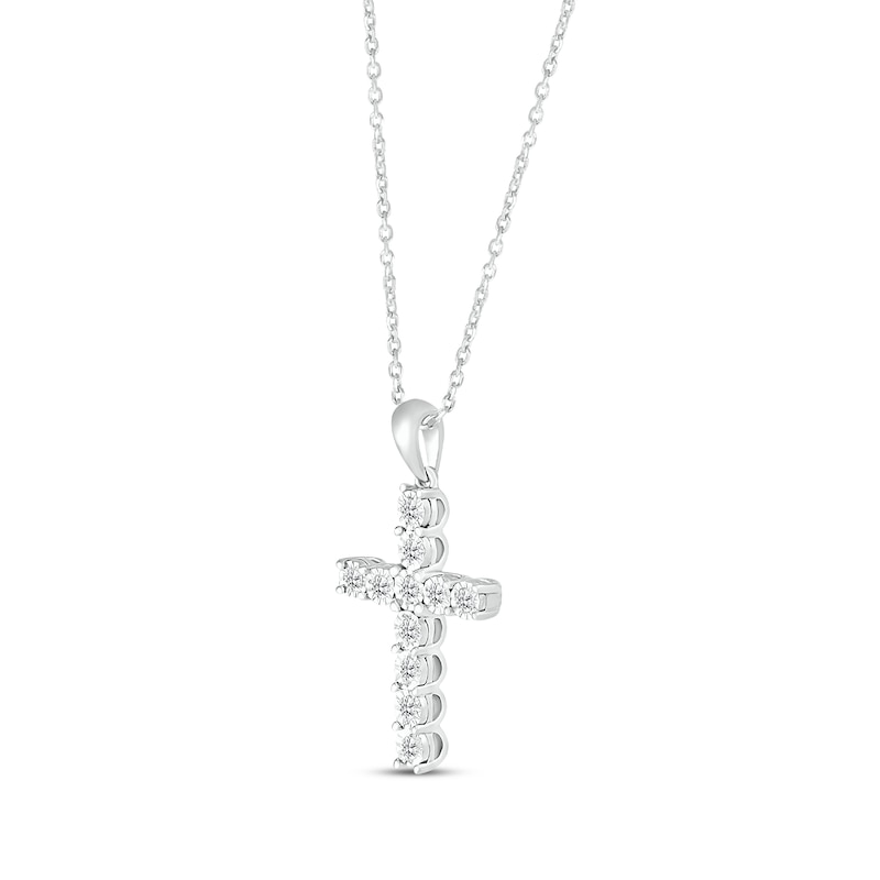 Diamond Cross Necklace 1/15 ct tw Sterling Silver 18”