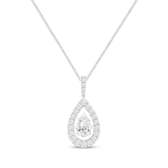 Unstoppable Love Pear-Shaped Diamond Necklace 1 ct tw 10K White Gold 19”