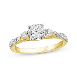 XO from KAY Round-Cut Diamond Three-Stone Engagement Ring 1-1/4 ct tw 14K Yellow Gold
