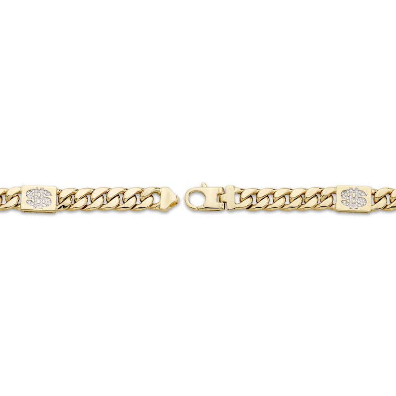 Men's Cuban Curb Chain Bracelet 2 ct tw Diamonds 10K Yellow Gold 8.5