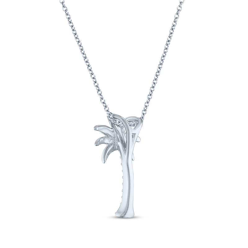 Diamond Accent Palm Tree Necklace Sterling Silver 18"