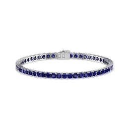 Men's Blue Lab-Created Sapphire Tennis Bracelet Sterling Silver 8.5&quot;