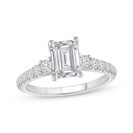Lab-Grown Diamonds Emerald-Cut Engagement Ring 2 ct tw 14K White Gold