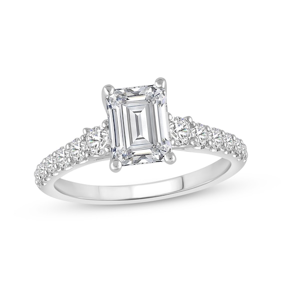 Lab-Grown Diamonds Emerald-Cut Engagement Ring 2 ct tw 14K White Gold