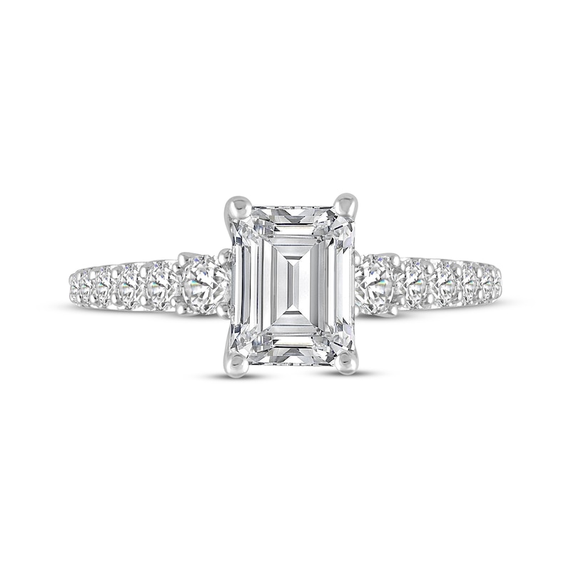 Main Image 3 of Lab-Grown Diamonds Emerald-Cut Engagement Ring 2 ct tw 14K White Gold