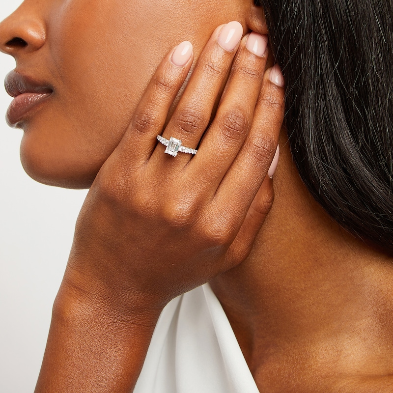Main Image 4 of Lab-Grown Diamonds Emerald-Cut Engagement Ring 2 ct tw 14K White Gold