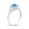 Thumbnail Image 2 of Cushion-Cut Swiss Blue Topaz & White Lab-Created Sapphire Ring Sterling Silver