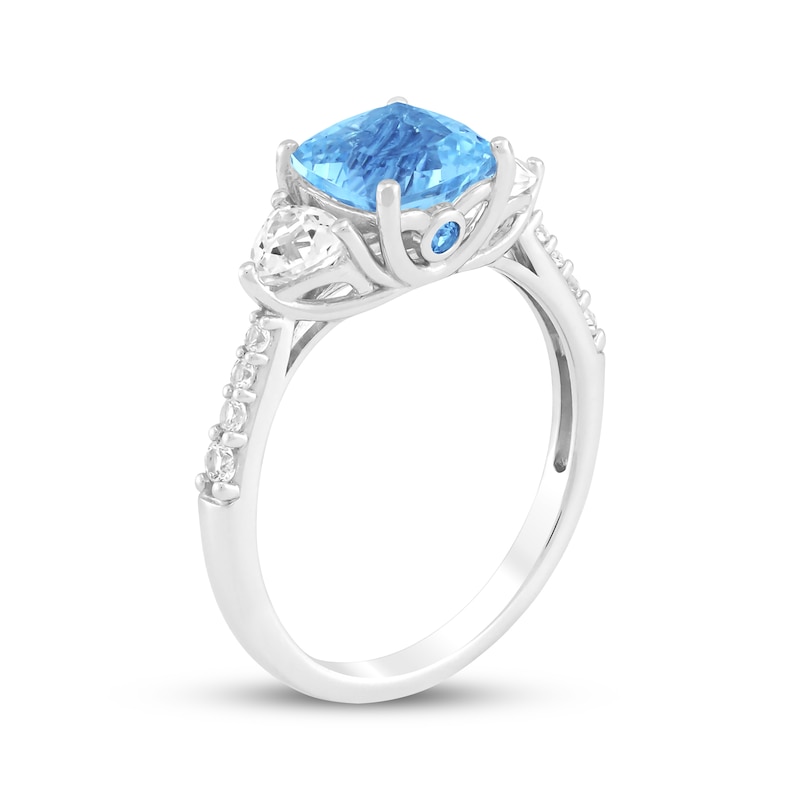 Main Image 2 of Cushion-Cut Swiss Blue Topaz & White Lab-Created Sapphire Ring Sterling Silver