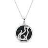 Thumbnail Image 1 of Black Agate & White Lab-Created Sapphire Cat Necklace Sterling Silver 18"