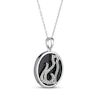 Thumbnail Image 2 of Black Agate & White Lab-Created Sapphire Cat Necklace Sterling Silver 18"