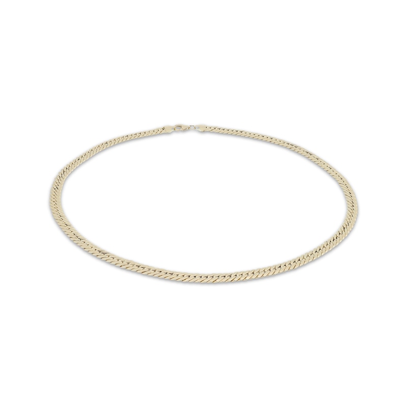 Main Image 1 of Cuban Curb Chain Necklace Semi-Solid 10K Yellow Gold 18"