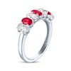 Thumbnail Image 2 of Oval-Cut Lab-Created Ruby & White Lab-Created Sapphire Alternating Ring Sterling Silver