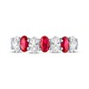 Thumbnail Image 3 of Oval-Cut Lab-Created Ruby & White Lab-Created Sapphire Alternating Ring Sterling Silver