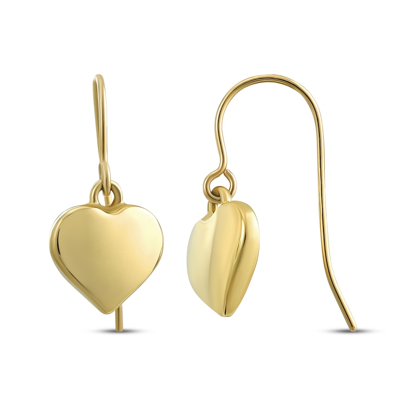 Main Image 1 of Hollow Heart Drop Earrings 14K Yellow Gold
