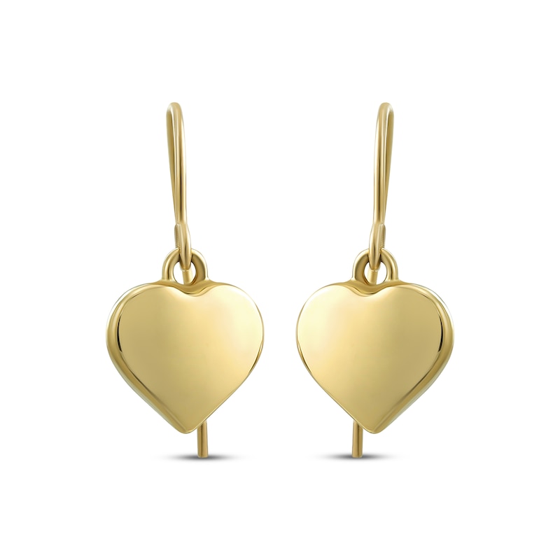 Main Image 2 of Hollow Heart Drop Earrings 14K Yellow Gold