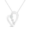 Thumbnail Image 2 of Diamond Three-Stone Tilted Heart Necklace 1/8 ct tw Sterling Silver 19"