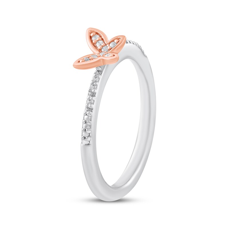 Main Image 2 of Diamond Butterfly Ring 1/15 ct tw Sterling Silver & 10K Rose Gold