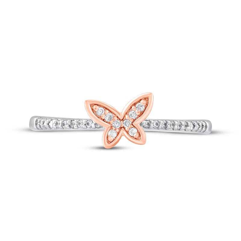 Main Image 3 of Diamond Butterfly Ring 1/15 ct tw Sterling Silver & 10K Rose Gold