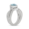 Thumbnail Image 2 of Neil Lane Heart-Shaped Aquamarine & Diamond Halo Bridal Set 1/2 ct tw 14K White Gold