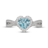 Thumbnail Image 3 of Neil Lane Heart-Shaped Aquamarine & Diamond Halo Engagement Ring 3/8 ct tw 14K White Gold