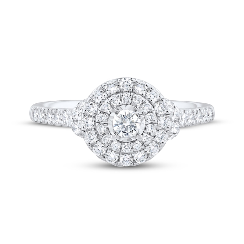 Main Image 3 of Adore Round-Cut Diamond Double Halo Engagement Ring 1/2 ct tw 10K White Gold