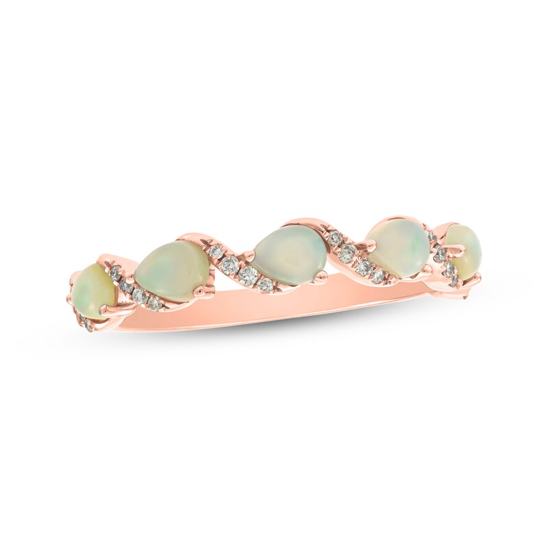 Main Image 1 of Pear-Shaped Natural Opal & Diamond Ring 1/15 ct tw 10K Rose Gold