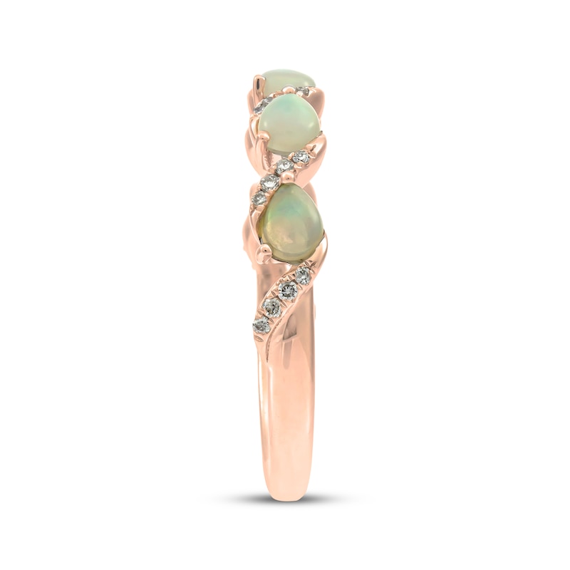 Main Image 2 of Pear-Shaped Natural Opal & Diamond Ring 1/15 ct tw 10K Rose Gold