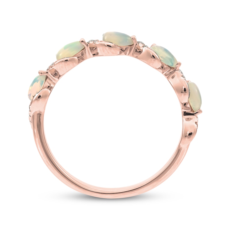Main Image 3 of Pear-Shaped Natural Opal & Diamond Ring 1/15 ct tw 10K Rose Gold
