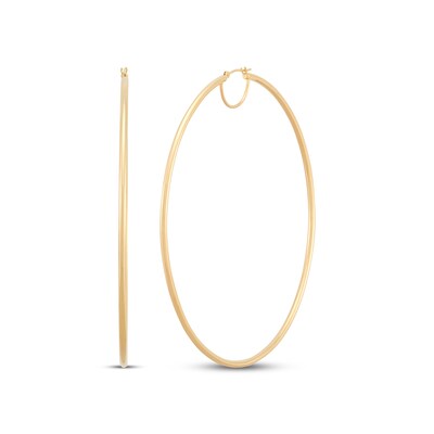 Hollow Hoop Earrings 10K Yellow Gold 80mm Kay Outlet